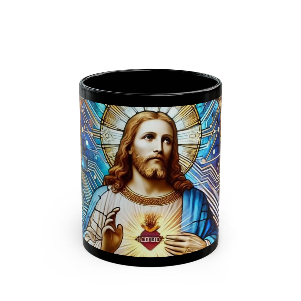 Digital Jesus — Stained Glass Tech Faith Coffee Cup (11oz/15oz)
