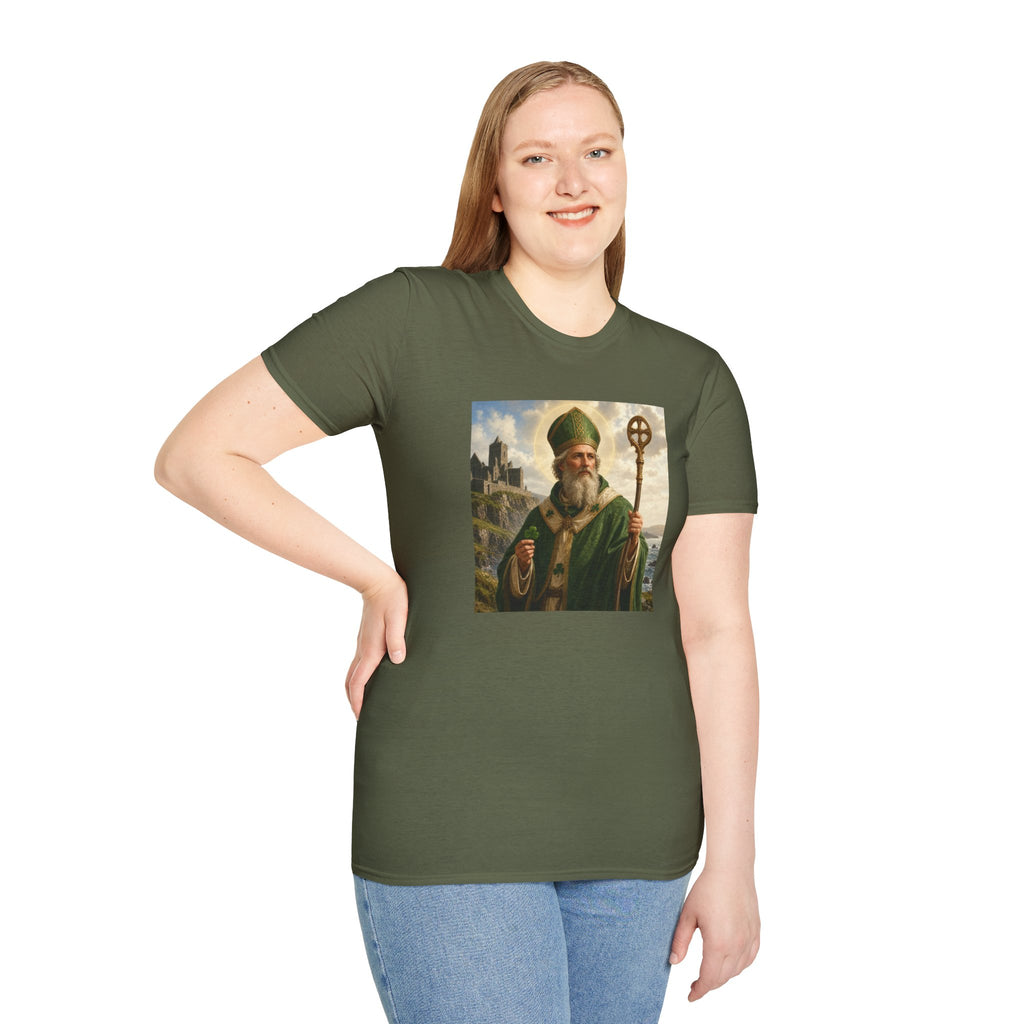 Saint Patrick T‑Shirt — Vintage Celtic Bishop Design