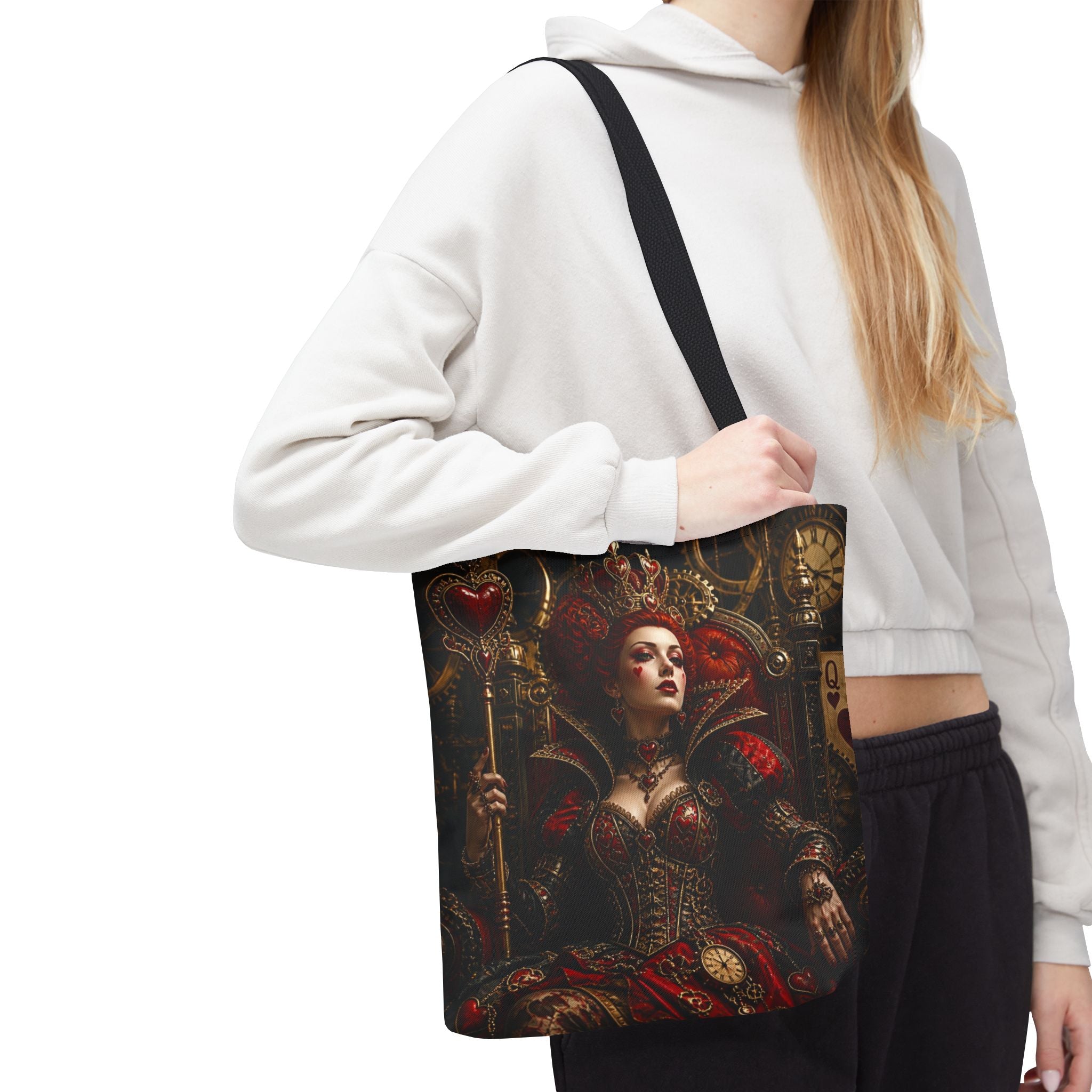 Gothic Queen & Jester All-Over Print Tote Bag — Dark Fantasy  Steampunk Art Tote for Gothic Fashion & Cosplay