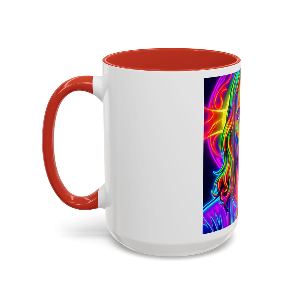 Neon Jesus Accent Coffee Mug – Vibrant Spiritual Art 11oz/15oz