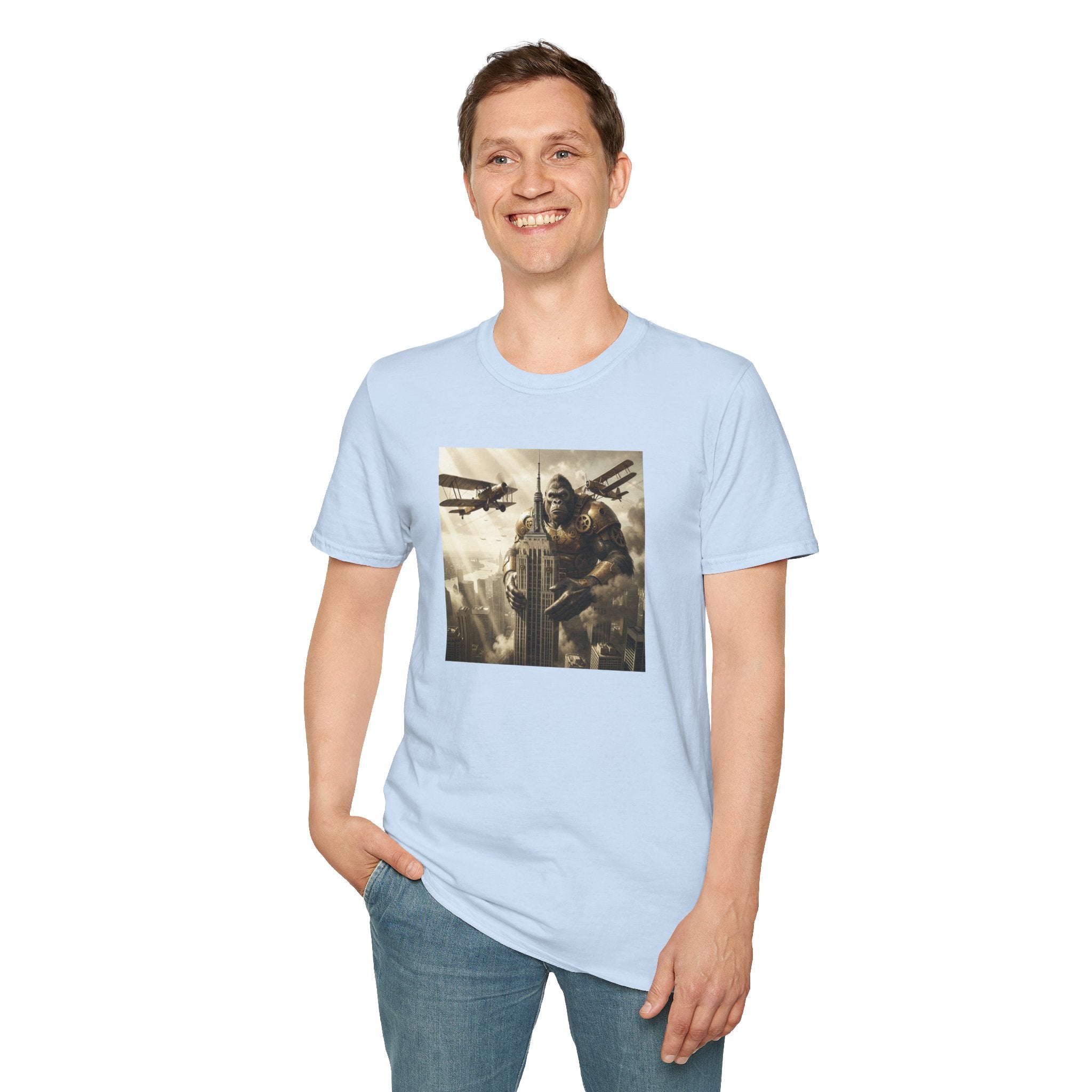 King Kong Cityscape T-Shirt — Vintage Ape vs Biplanes Graphic Tee