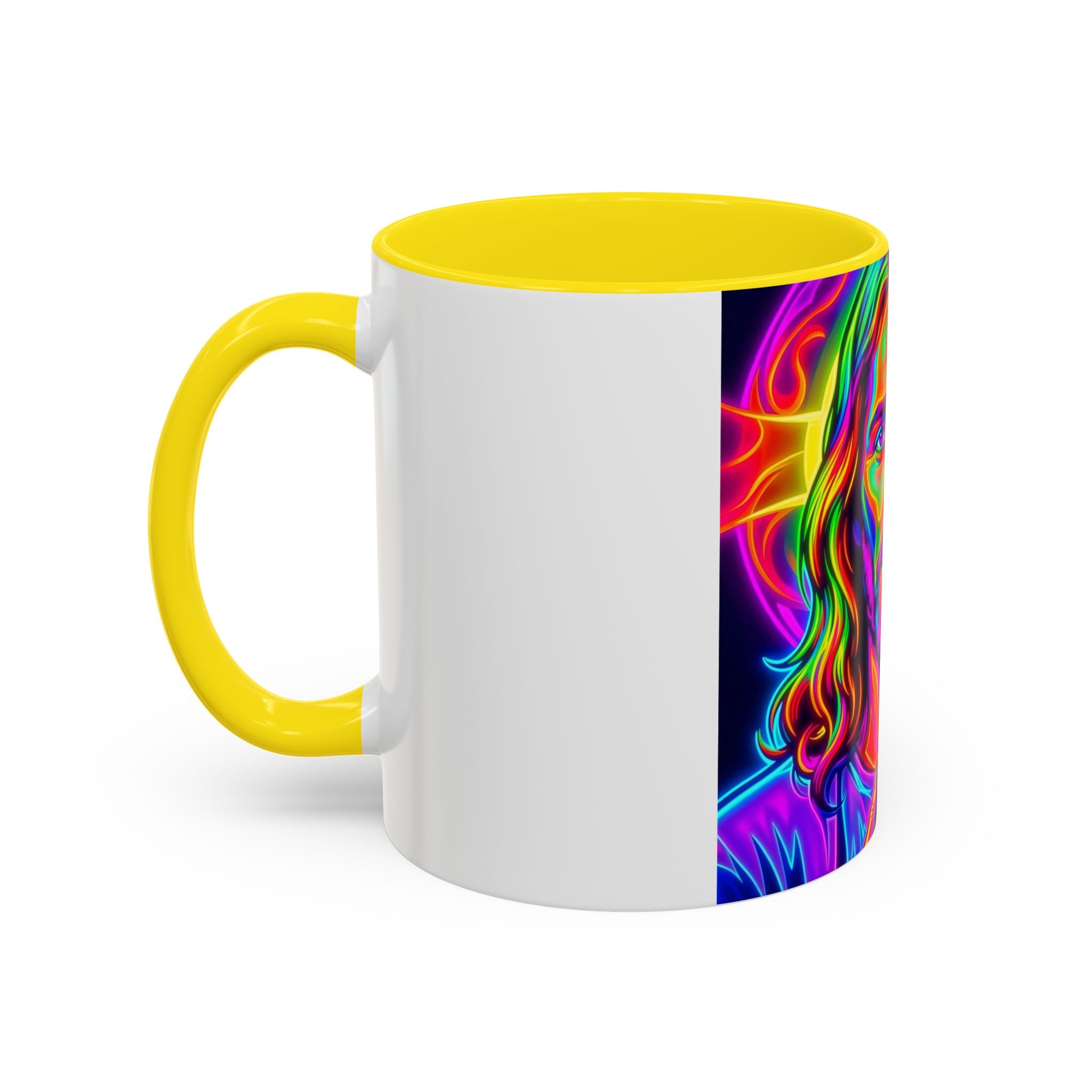 Neon Jesus Accent Coffee Mug – Vibrant Spiritual Art 11oz/15oz